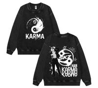 NCTCITY Hommes Femmes Pull à Col Rond Stray Kids Karma Imprimé Pullover Jumpers Délavé Vintage Harajuku Sweat-Shirts Streetwear Haut BangChan Lee Know Changbin Hyunjin Han Felix Seungmin I.N