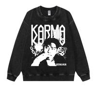 NCTCITY Hommes Femmes Pull à Col Rond Stray Kids Karma Imprimé Pullover Jumpers Délavé Vintage Harajuku Sweat-Shirts Streetwear Haut BangChan Lee Know Changbin Hyunjin Han Felix Seungmin I.N