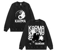 NCTCITY Hommes Femmes Pull à Col Rond Stray Kids Karma Imprimé Pullover Jumpers Délavé Vintage Harajuku Sweat-Shirts Streetwear Haut BangChan Lee Know Changbin Hyunjin Han Felix Seungmin I.N
