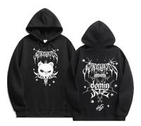 NCTCITY Hommes Femmes Sweat à Capuche Stray Kids World Tour Dominate Animal Mignon Imprimé Pullover Jumpers Streetwear Haut Noir