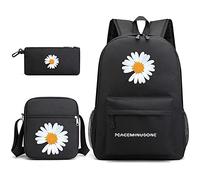 NCTCITY Sac À Dos + Sac de Messager + Trousse à Crayons Marguerites Imprimer Sac D'école, Sacoche Bandoulière et Sacs à Monnaie Voyage Sac D'ordinateur Sac D'épaule Sac à Main G-Dragon