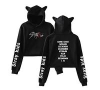 NCTCITY Stray Kids Sweat-Shirts à Capuche Kpop Cat Ear Crop Top Hoodie Imprime Hip Hop Pullover Manches Longues Pull à Capuche Sweats Bang Chan Changbin Hyunjin Han Felix Seungmin