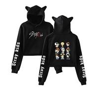 NCTCITY Stray Kids Sweat-Shirts à Capuche Kpop Cat Ear Crop Top Hoodie Imprime Hip Hop Pullover Manches Longues Pull à Capuche Sweats Bang Chan Changbin Hyunjin Han Felix Seungmin