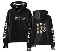 NCTCITY Stray Kids Sweat-Shirts à Capuche Kpop Faux Deux Pièces Imprime Pullover Manche Longue Hip Hop Sweats Tops Bang Chan Changbin Hyunjin Felix Seungmin Jeongin Jisung Minho Woojin