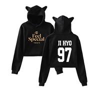 NCTCITY Twice Sweat-Shirts à Capuche Kpop Cat Ear Feel Special Impression Crop Top Pull Manches Longues Hoodie avec Oreilles de Chat NA YEON Jung YEON Momo Sana JI Hyo Mina DAHYUN CHAE Young TZUYU