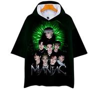 NCTCITY Unisexe T-Shirt à Capuche Sweat-Shirt à Manches Courtes Stray Kids Tops MAXIDENT Impression 3D Hoodie Décontractée Harajuku Chemise pour Adolescents BangChan Changbin Hyunjin Felix