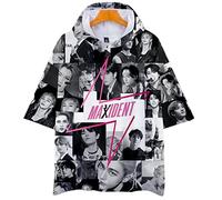 NCTCITY Unisexe T-Shirt à Capuche Sweat-Shirt à Manches Courtes Stray Kids Tops MAXIDENT Impression 3D Hoodie Décontractée Harajuku Chemise pour Adolescents BangChan Changbin Hyunjin Felix