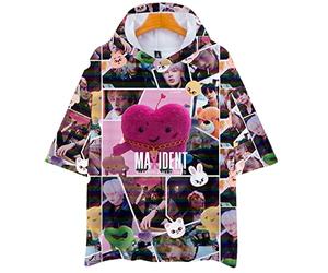 NCTCITY Unisexe T-Shirt à Capuche Sweat-Shirt à Manches Courtes Stray Kids Tops MAXIDENT Impression 3D Hoodie Décontractée Harajuku Chemise pour Adolescents BangChan Changbin Hyunjin Felix