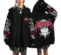 NCTCITY Zippé Sweat à Capuche Cardigan Manteau Hoodie Stray Kids Dominate World Tour Animal Mignon Imprimé E-Girl Y2K Gothique Loisir Sweatshirts Noir BangChan Hyunjin Han Felix I.N