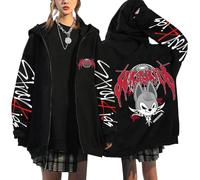 NCTCITY Zippé Sweat à Capuche Cardigan Manteau Hoodie Stray Kids Dominate World Tour Animal Mignon Imprimé E-Girl Y2K Gothique Loisir Sweatshirts Noir BangChan Hyunjin Han Felix I.N