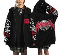 NCTCITY Zippé Sweat à Capuche Cardigan Manteau Hoodie Stray Kids Dominate World Tour Animal Mignon Imprimé E-Girl Y2K Gothique Loisir Sweatshirts Noir BangChan Hyunjin Han Felix I.N