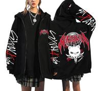 NCTCITY Zippé Sweat à Capuche Cardigan Manteau Hoodie Stray Kids Dominate World Tour Animal Mignon Imprimé E-Girl Y2K Gothique Loisir Sweatshirts Noir BangChan Hyunjin Han Felix I.N