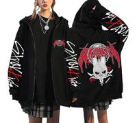 NCTCITY Zippé Sweat à Capuche Cardigan Manteau Hoodie Stray Kids Dominate World Tour Animal Mignon Imprimé E-Girl Y2K Gothique Loisir Sweatshirts Noir BangChan Hyunjin Han Felix I.N