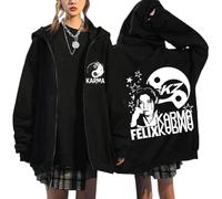 NCTCITY Zippé Sweat à Capuche Cardigan Manteau Hoodie Stray Kids Karma Imprimé E-Girl Y2K Gothique Loisir Sweatshirts Noir BangChan Lee Know Changbin Hyunjin Han Felix Seungmin I.N