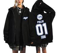 NCTCITY Zippé Sweat à Capuche Cardigan Manteau Hoodie Stray Kids Karma Imprimé E-Girl Y2K Gothique Loisir Sweatshirts Noir Ceremony BangChan Lee Know Changbin Hyunjin Han Felix Seungmin I.N