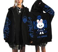 NCTCITY Zippé Sweat à Capuche Cardigan Manteau Hoodie Stray Kids Karma Imprimé E-Girl Y2K Gothique Loisir Sweatshirts Noir Animal Mignon BangChan Lee Know Changbin Hyunjin Han Felix Seungmin I.N