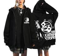 NCTCITY Zippé Sweat à Capuche Cardigan Manteau Hoodie Stray Kids Karma Imprimé E-Girl Y2K Gothique Loisir Sweatshirts Noir BangChan Lee Know Changbin Hyunjin Han Felix Seungmin I.N