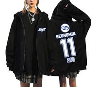 NCTCITY Zippé Sweat à Capuche Cardigan Manteau Hoodie Stray Kids Karma Imprimé E-Girl Y2K Gothique Loisir Sweatshirts Noir Ceremony BangChan Lee Know Changbin Hyunjin Han Felix Seungmin I.N