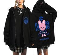 NCTCITY Zippé Sweat à Capuche Cardigan Manteau Hoodie Stray Kids Karma Imprimé E-Girl Y2K Gothique Loisir Sweatshirts Noir Animal Mignon BangChan Lee Know Changbin Hyunjin Han Felix Seungmin I.N