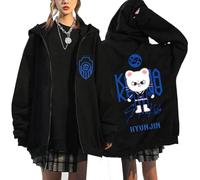NCTCITY Zippé Sweat à Capuche Cardigan Manteau Hoodie Stray Kids Karma Imprimé E-Girl Y2K Gothique Loisir Sweatshirts Noir Animal Mignon BangChan Lee Know Changbin Hyunjin Han Felix Seungmin I.N