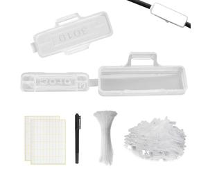 NCTNCX Lot de 100 étiquettes de câble avec clip et boîte de reconnaissance | 30 x 10 mm, étanche, avec serre-câbles et note adhésive, marqueur noir pour l'étiquetage et le tri