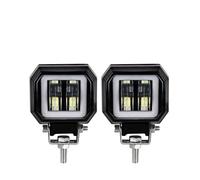 NCTPICLC Antibrouillard Feu Antibrouillard LED Pour Conduite Jour Phare Moto 3'' 20W Halo Pour ATV 12V 24V SUV Faisceaux Travail(2x white and red 1)