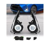 NCTPICLC Brouillard Feu Antibrouillard Pour Toyota Pour Yaris Pour Vitz 2018 2019 2020 Lumière LED Angel Eyes DRL Clignotant Jour Garniture Chromée Blanche Jaune Feux brouillard(White Color)
