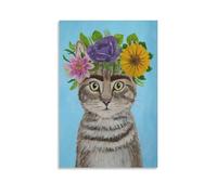 NCUDANK Frida Kahlo Poster sur toile représentant un chat - Décoration murale pour salon, chambre à coucher - 30 x 45 cm