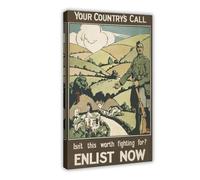 NCUDANK Poster d'art militaire britannique sur toile - Décoration murale pour salon, chambre à coucher - 50 x 75 cm