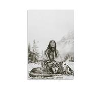NCUDANK Poster sur toile représentant des femmes amérindiennes et loups - Décoration murale pour salon, chambre à coucher - 50 x 75 cm