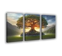 NCUDANK Poster sur toile représentant un arbre de vie au coucher du soleil - Décoration pour chambre à coucher, bureau, chambre - Cadeau - 60 x 90 cm