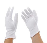 ncutex Lot de 4 paires de gants blancs, taille L, 100% coton doux, gants hydratants pour les mains, gants en tissu pour mains sèches, bijoux