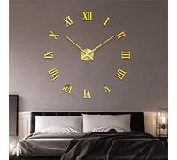 NCVGYOK Horloge Grande Horloge Murale 3D DIY, Chiffres Romains, Miroir sans Cadre, Grande Horloge Murale, décoration de la Maison, Salon, Chambre à Coucher, décorations murales