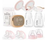 NCVI Tire Lait Électrique Double 8102, Batterie 4400mAh avec Veilleuse, Tire-lait Portable pour l'Allaitement, 4 Modes & 9 Niveaux, 10 Sacs à Lait, 6 Coussinets d'Allaitement, Bride de 21/24/28/32mm