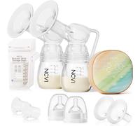 NCVI Tire-lait Électrique Double, Tire-lait Électrique 8122 avec 4 Modes 9 Niveaux, Pompe d'Allaitement avec Brides 21/24mm, Pompe à Lait Rechargeable Ultra-Silencieuse pour Maison et Voyage