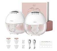 NCVI Tire-Lait Électrique Mains Libres Portable, Lot de 2 Blanc - Rechargeable 1400mAh, 4 Modes 9 Niveaux, Bride 19/21/24mm - Faible Bruit, Sans BPA, Anti-reflux