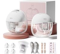 NCVI Tire-Lait Électrique Mains Libres Portable, Lot de 2 Bouteilles Blanc - Rechargeable 1400mAh, 4 Modes 9 Niveaux, Bride 19/21/24mm - Faible Bruit, Sans BPA, Anti-reflux