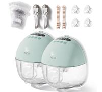 NCVI Tire-Lait Électrique Portable Mains Libres, 4 Modes/9 Niveaux, Bride 19/21/24 mm - Batterie 150 min (5-6 Utilisations), Silencieux avec Écran LED et 10 Sachets de Stockage, vert, Lot de 2