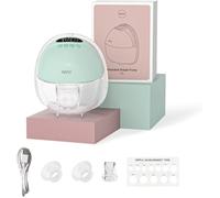 NCVI Tire-Lait Électrique Portable Mains Libres, Silencieux, 4 Modes/9 Niveaux, Batterie Longue Durée, Écran LED, 10 Sachets, Vert