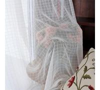 NCWANG Décoratives Rideaux Voilages Rideau avec Œillets Voile Fil à Carreaux Blanc Lot de 2 Broderie pour Chambre Adulte Enfant Chambre -Idéal pour Maison 2x140x220cm (Largeur x Hauteur)