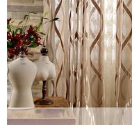 NCWANG Décoratives Rideaux Voilages Rideau avec Œillets Voile Fil à Lignes géométriques Marron Lot de 2 Broderie pour Chambre Adulte Enfant Chambre -Idéal pour Maison 2x117x229cm (Largeur x Hauteur)