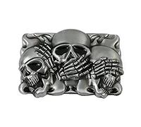 ND Boucle de ceinture de crâne punk pour hommes, tête de crâne 3D en argent antique tête de fantôme gothique, fête des pères, jour de Noël, cadeau pour hommes femmes,2