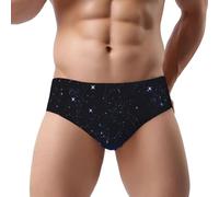 NDDCEDEW Blue Constellation Galaxy Print Slip triangle pour homme taille basse doux respirant absorbant la transpiration sous-vêtements (S-3XL), Noir , 3XL