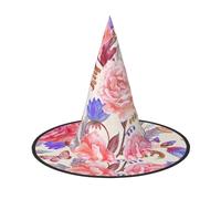 NDDCEDEW Chapeaux de sorcière avec imprimé papillon et rose pour Halloween, fêtes, cosplay