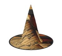 NDDCEDEW Chapeaux de sorcière avec imprimé violon et livre pour Halloween, fêtes, cosplay
