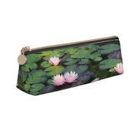 NDDCEDEW Jolie petite trousse à crayons en cuir avec fermeture éclair - Motif fleur de lotus - Organiseur de rangement portable, blanc, Taille unique, Trousse de maquillage