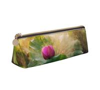 NDDCEDEW Jolie petite trousse à crayons en cuir avec fermeture éclair - Motif fleur de lotus - Organiseur de rangement portable, blanc, Taille unique, Trousse de maquillage