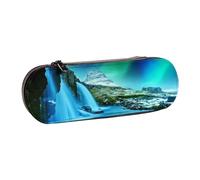 Nddcedew Jolie trousse à crayons en cuir pour adolescents avec fermeture éclair - Impression de merveilles naturelles - Sac de papeterie pour étudiants - Étui de rangement portable, Noir , Taille