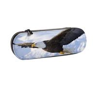 Nddcedew Jolie trousse à crayons pour enfant en cuir avec fermeture éclair - Motif aigle volant - Sac de papeterie pour étudiants - Organiseur de rangement portable, Noir , Taille unique, Cartable