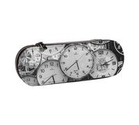 Nddcedew Jolie trousse à crayons pour enfants adolescents pochette en cuir avec fermeture éclair horloge art impression étudiant papeterie sac porte-stylo étui de rangement portable organisateur, Noir